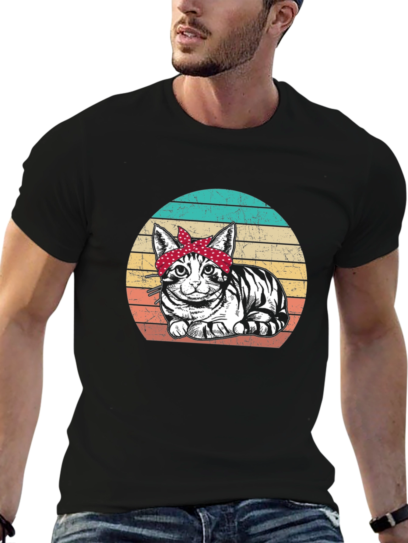 Retro Cat Bandana T-Shirt