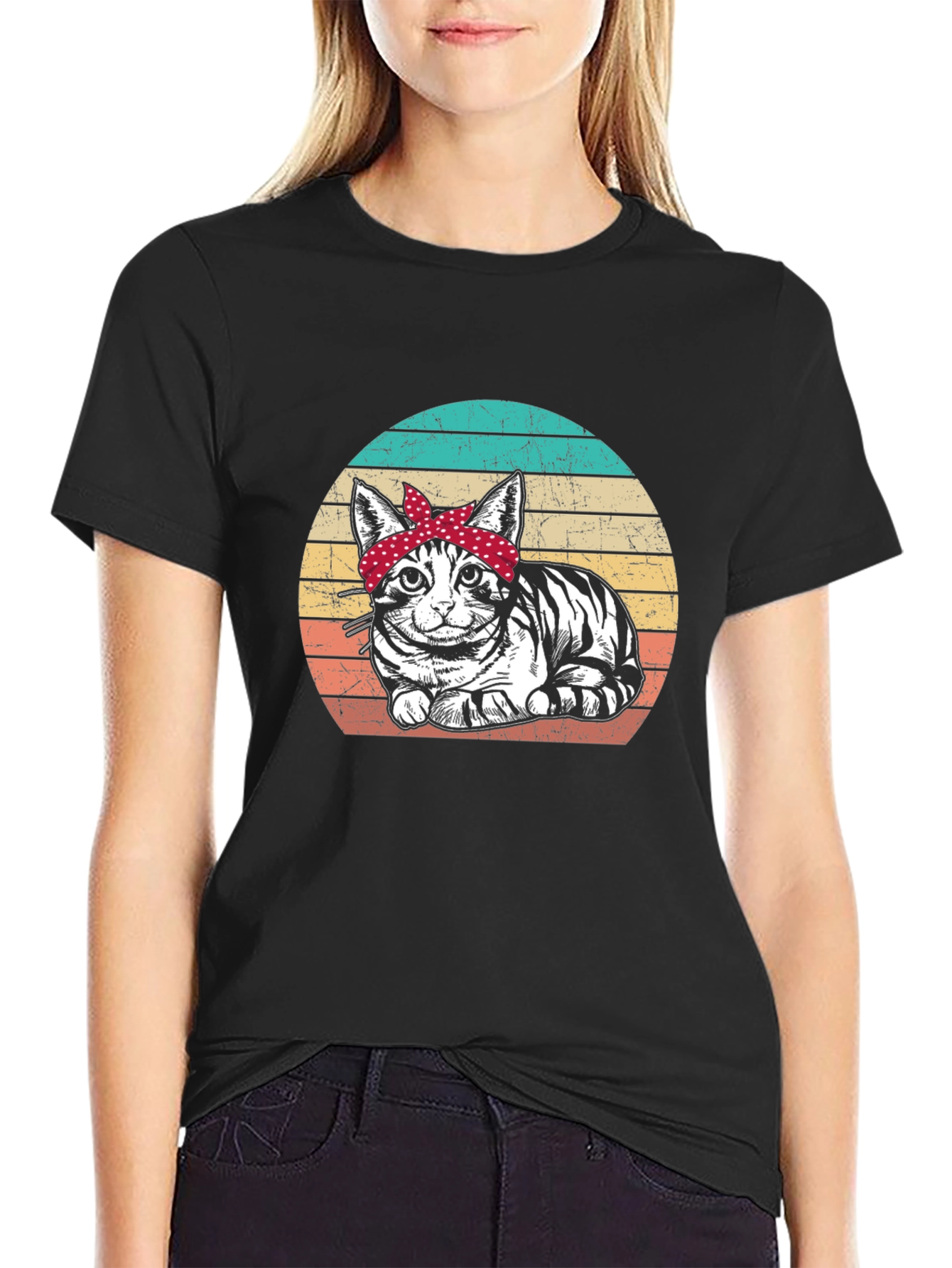 Retro Cat Bandana T-Shirt
