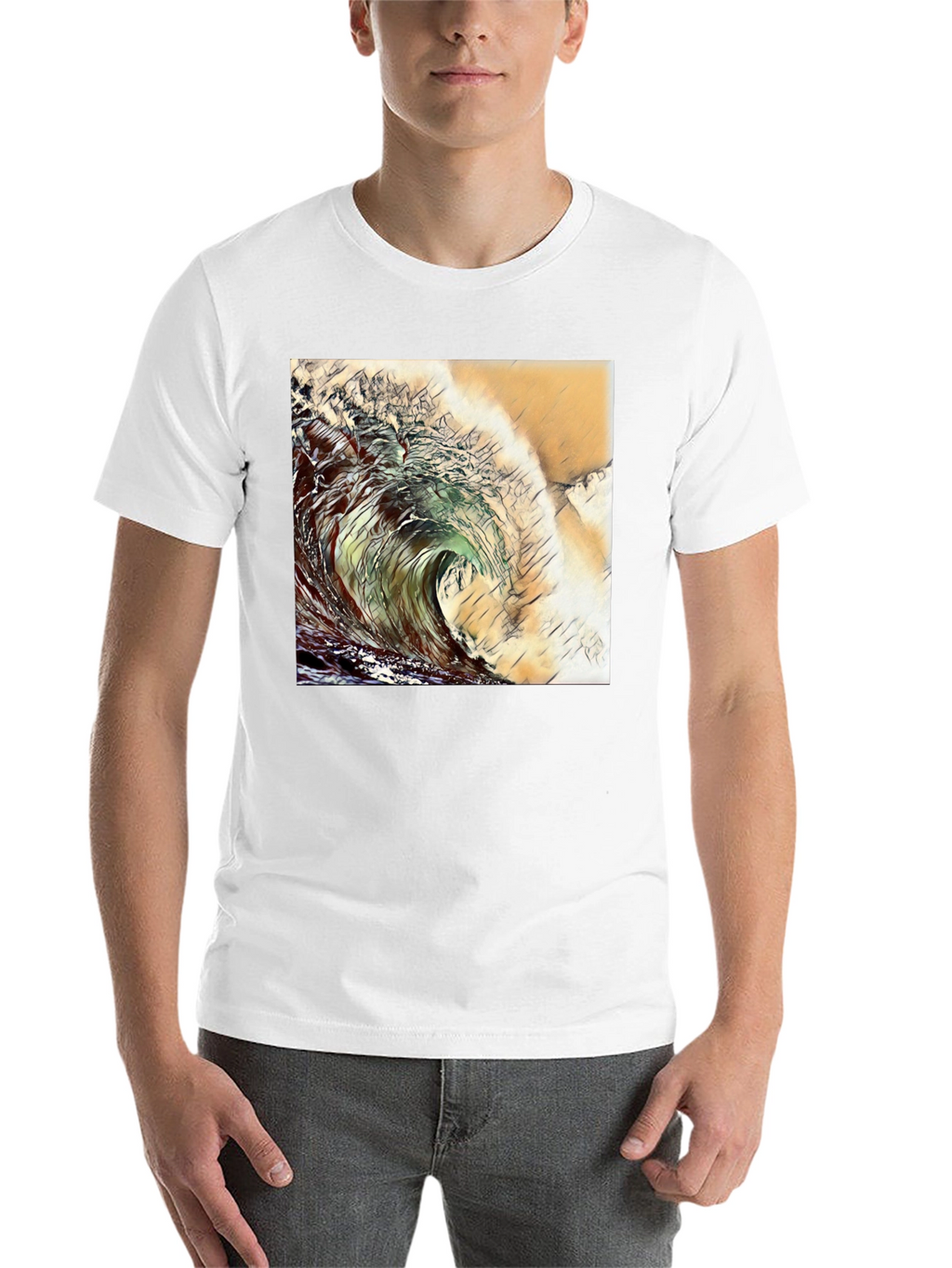 Wave Design Black T-Shirt