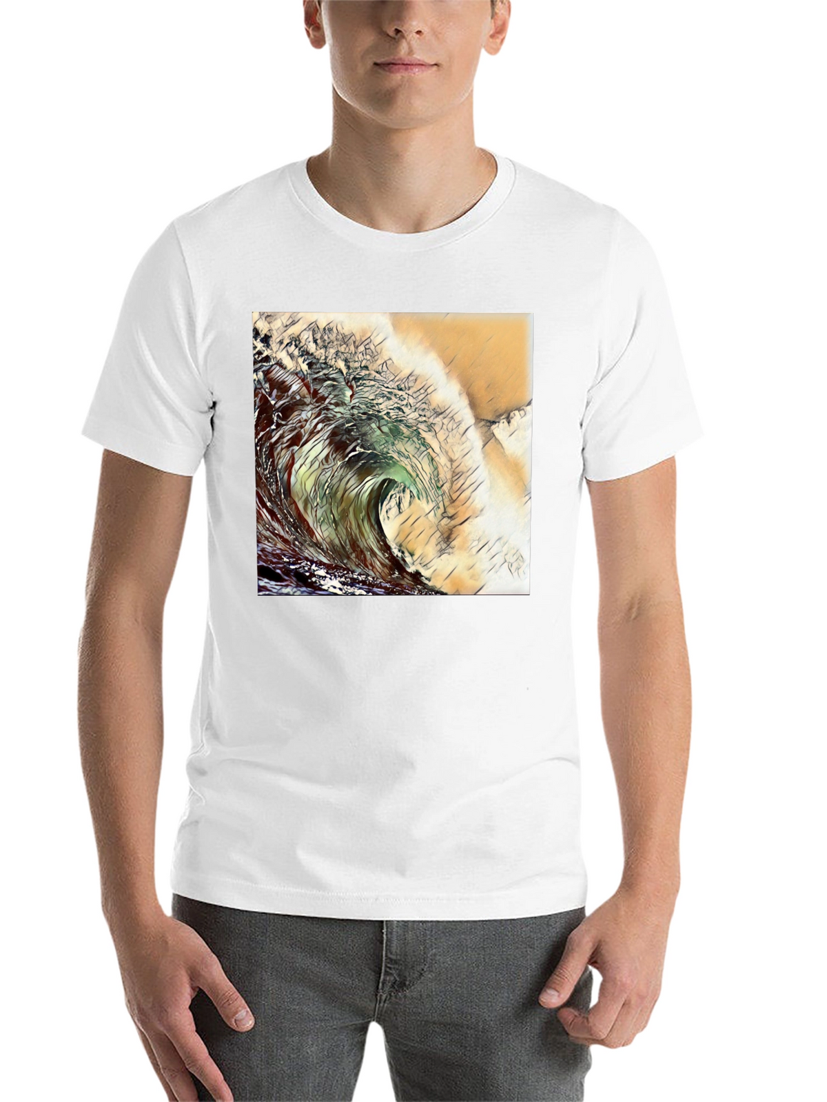 Wave Design Black T-Shirt