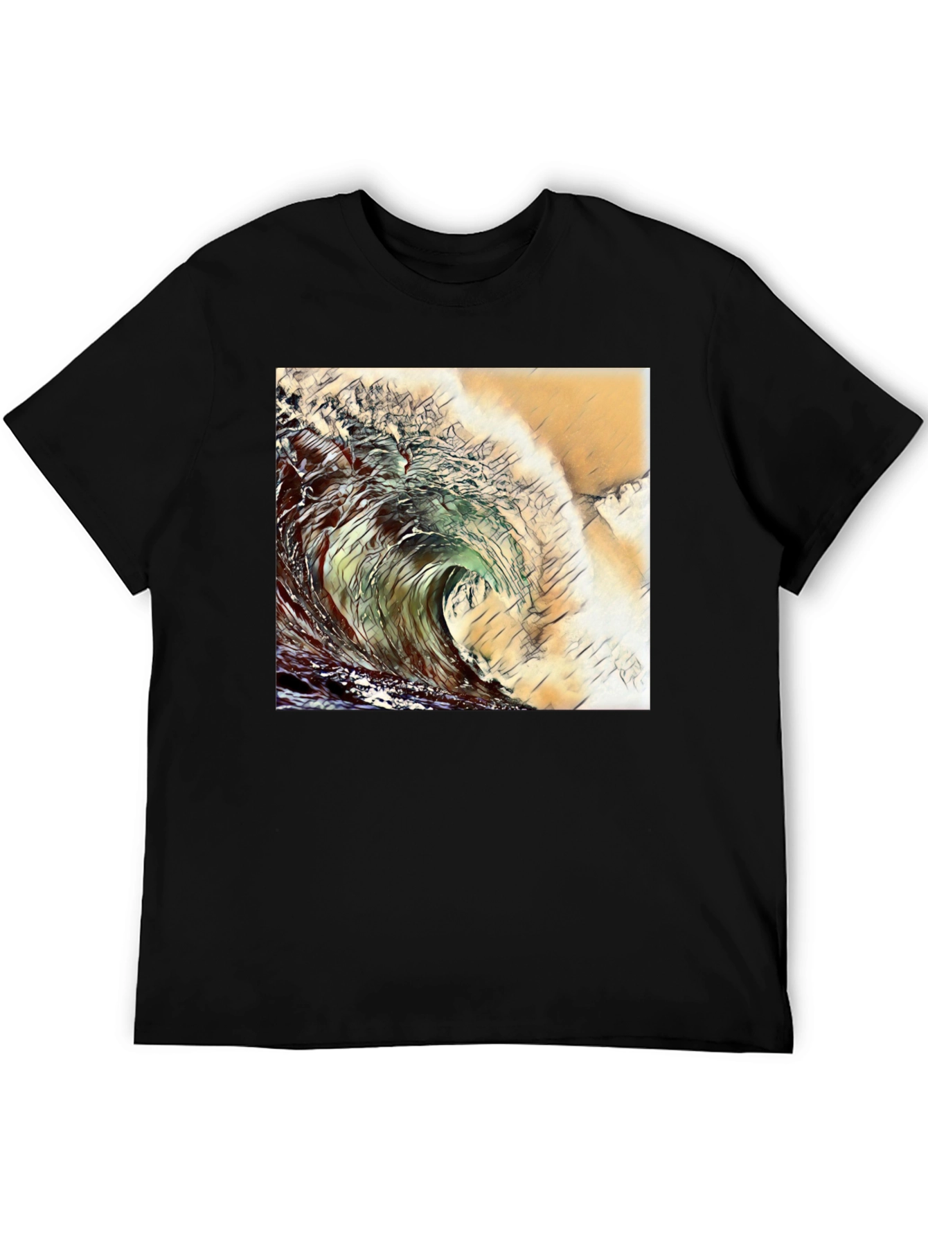 Wave Design Black T-Shirt