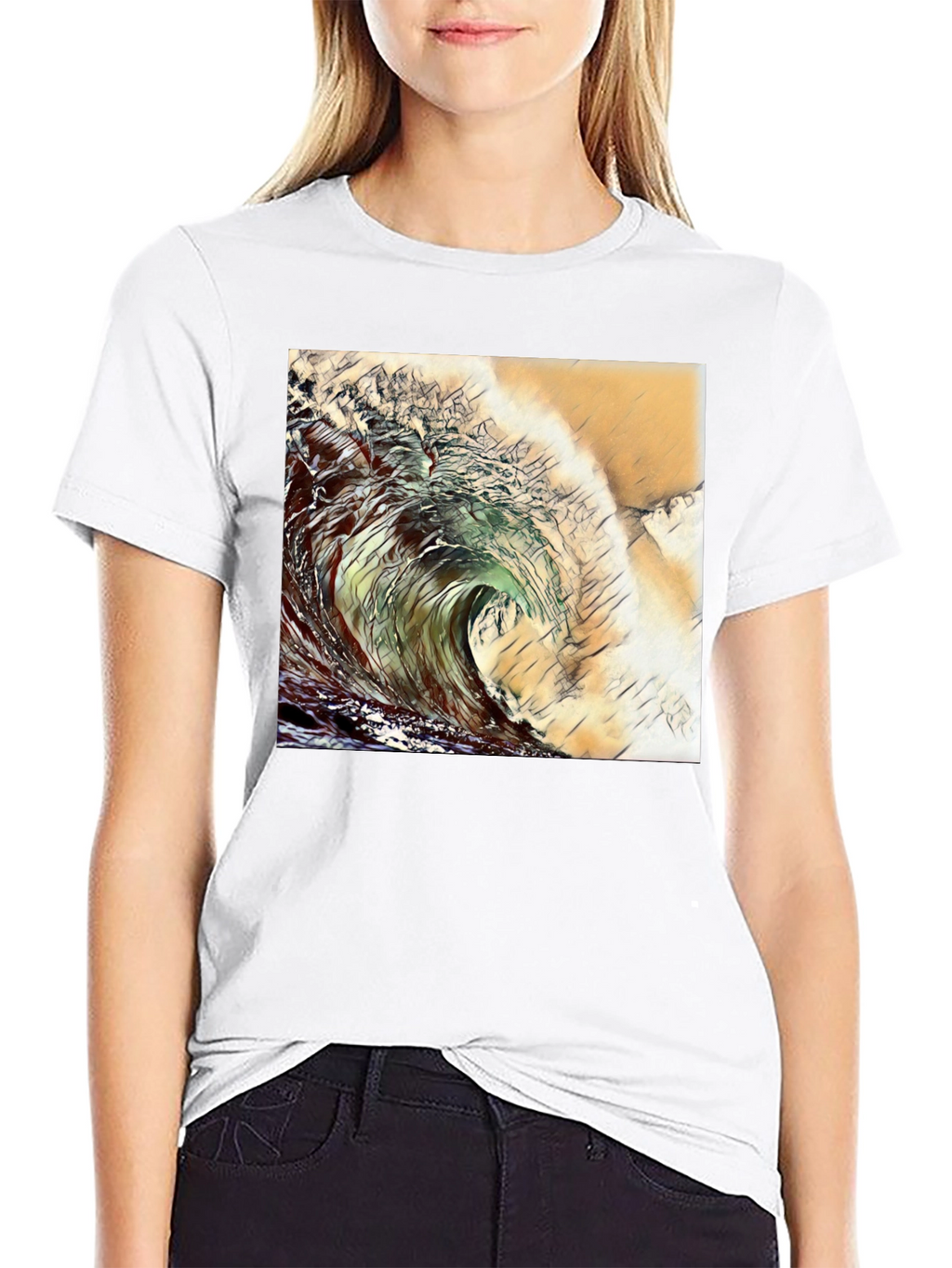 Wave Design Black T-Shirt