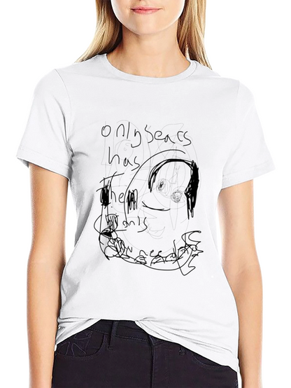 Mens Black Graphic Tee - Expressive Doodle Design