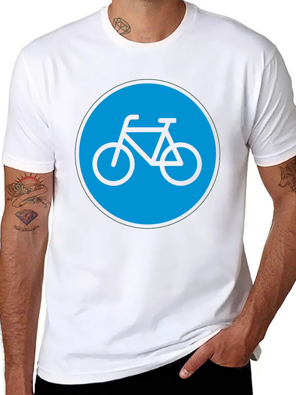 Bike Graphic T-Shirt - Black Cotton Blend Casual Tee