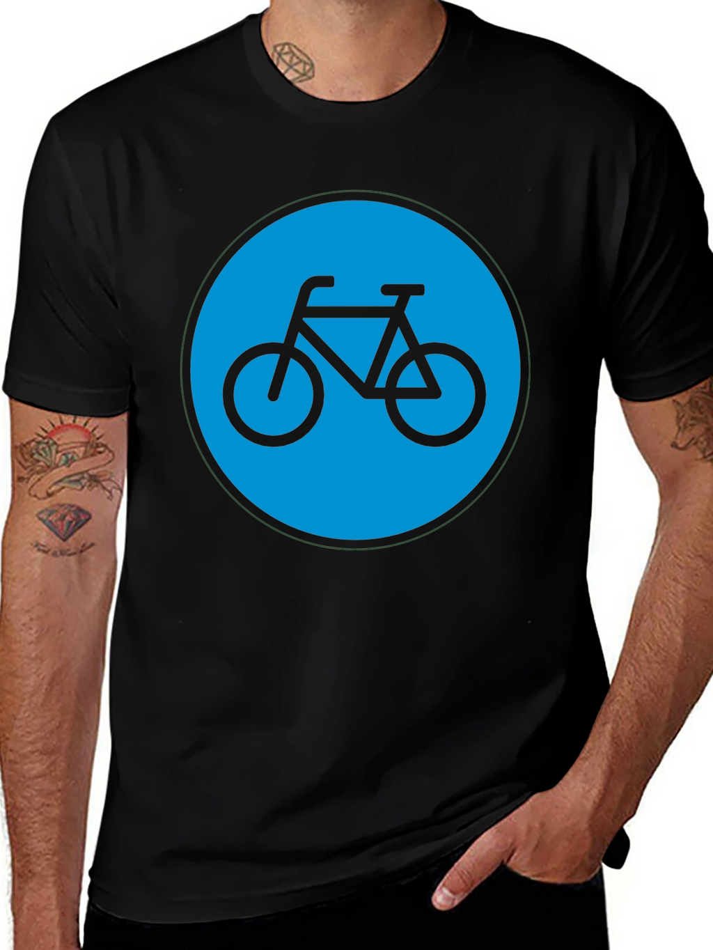 Bike Graphic T-Shirt - Black Cotton Blend Casual Tee