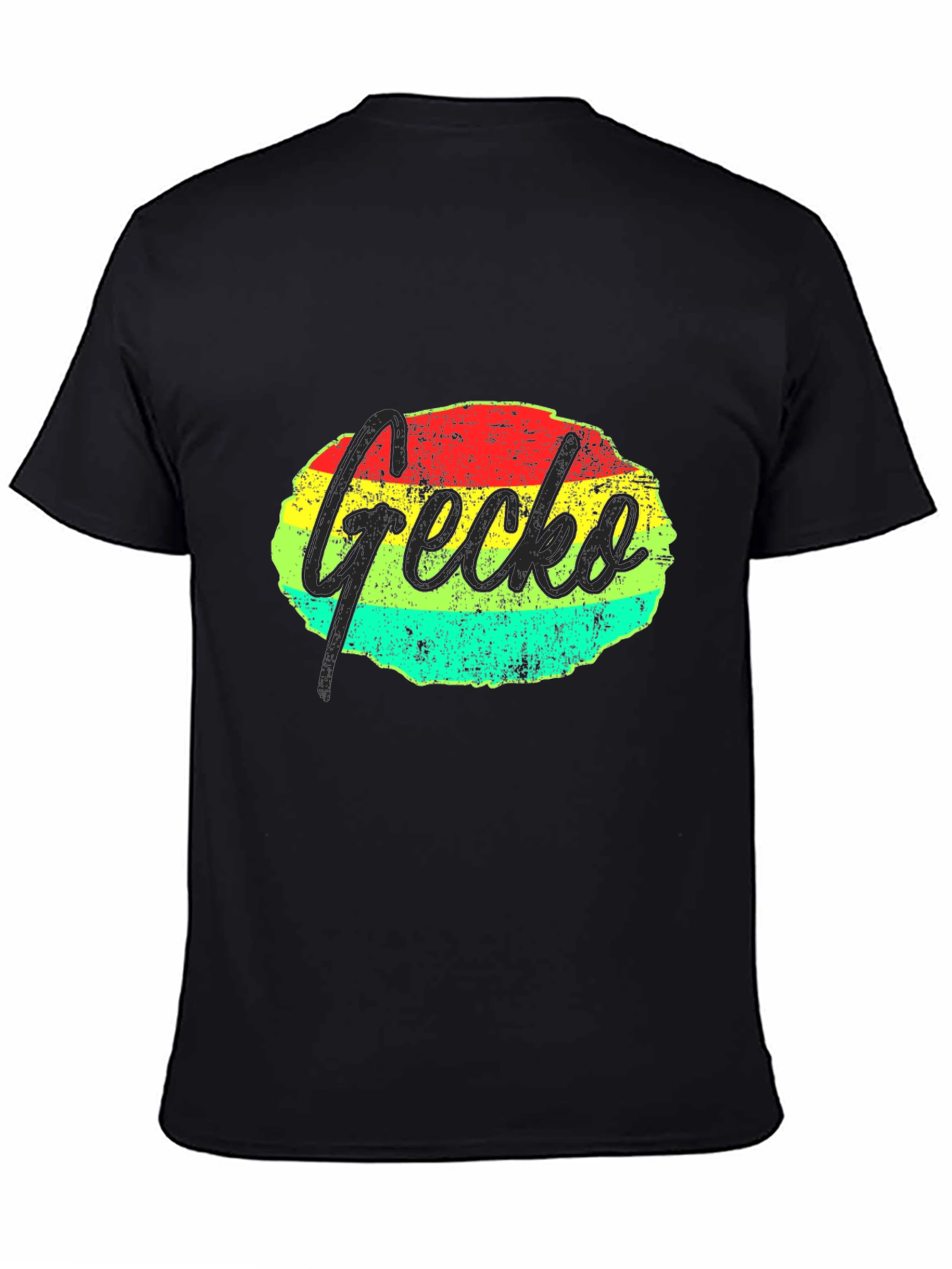 Retro Gecko Graphic Tee - Black Casual T-Shirt