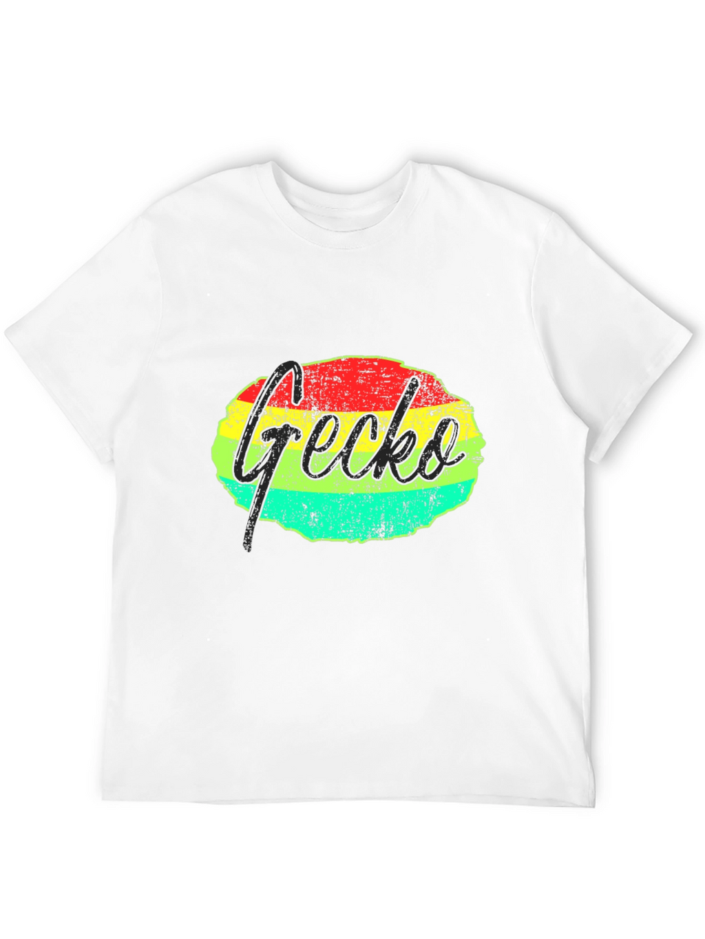 Retro Gecko Graphic Tee - Black Casual T-Shirt