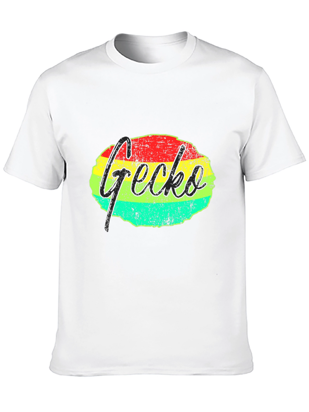 Retro Gecko Graphic Tee - Black Casual T-Shirt