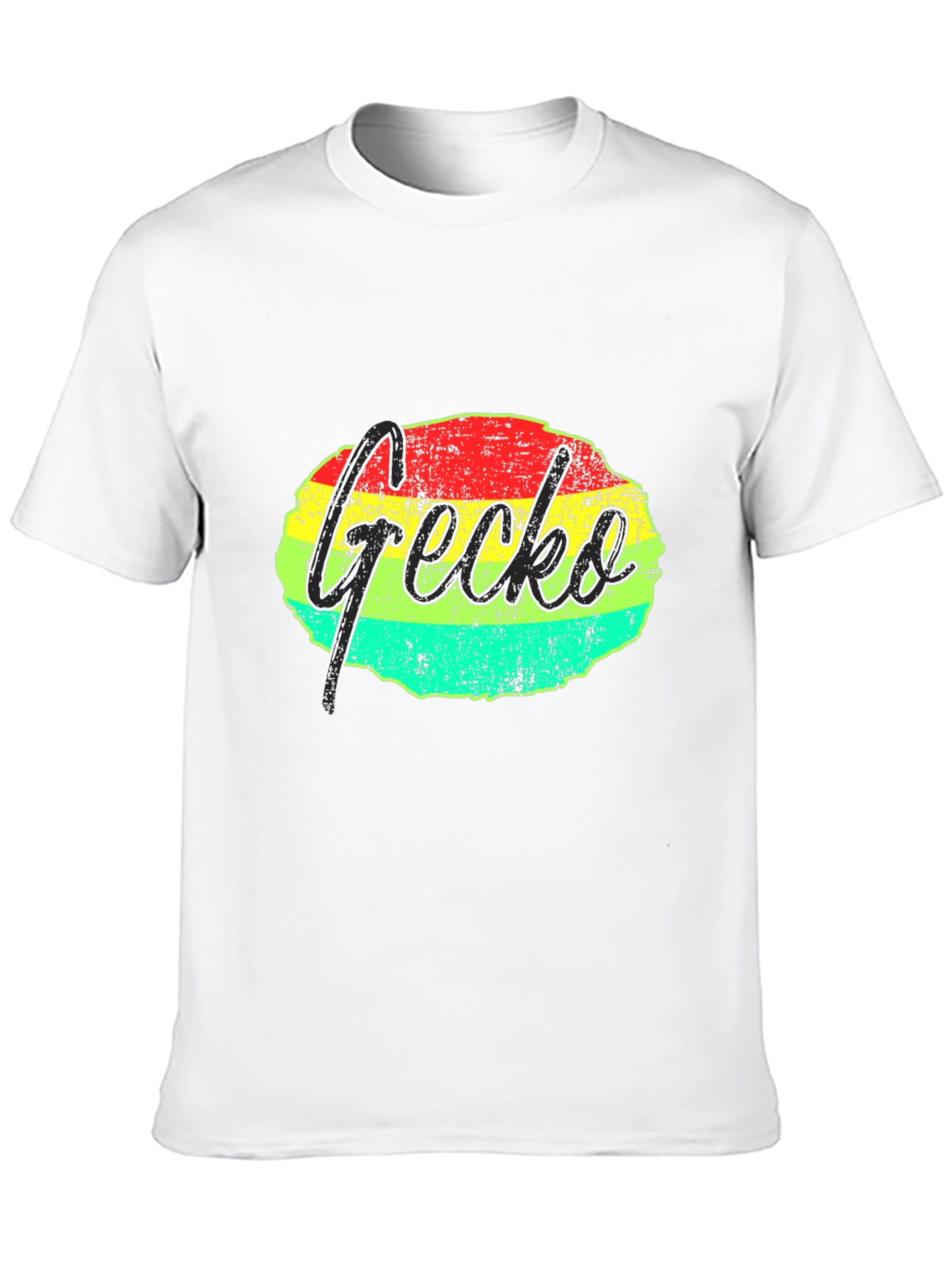Retro Gecko Graphic Tee - Black Casual T-Shirt