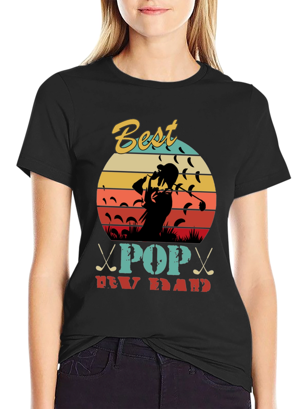 Best Pop New Dad Golf T-Shirt Retro Design