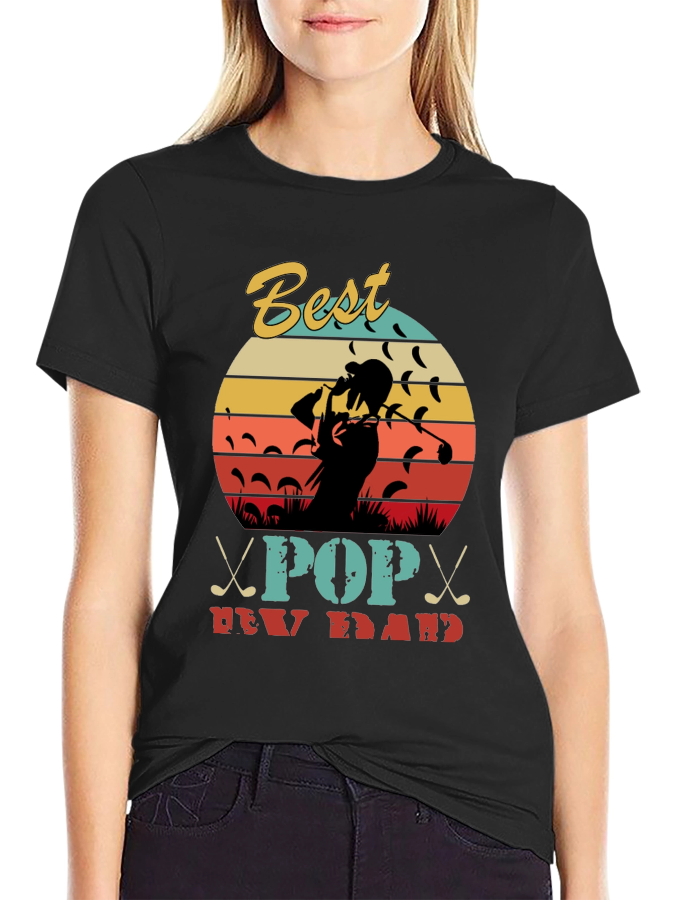 Best Pop New Dad Golf T-Shirt Retro Design