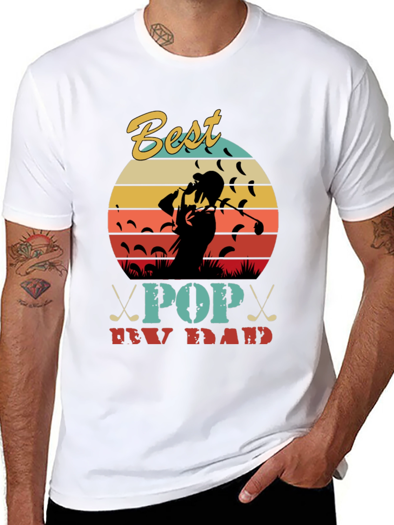 Best Pop New Dad Golf T-Shirt Retro Design