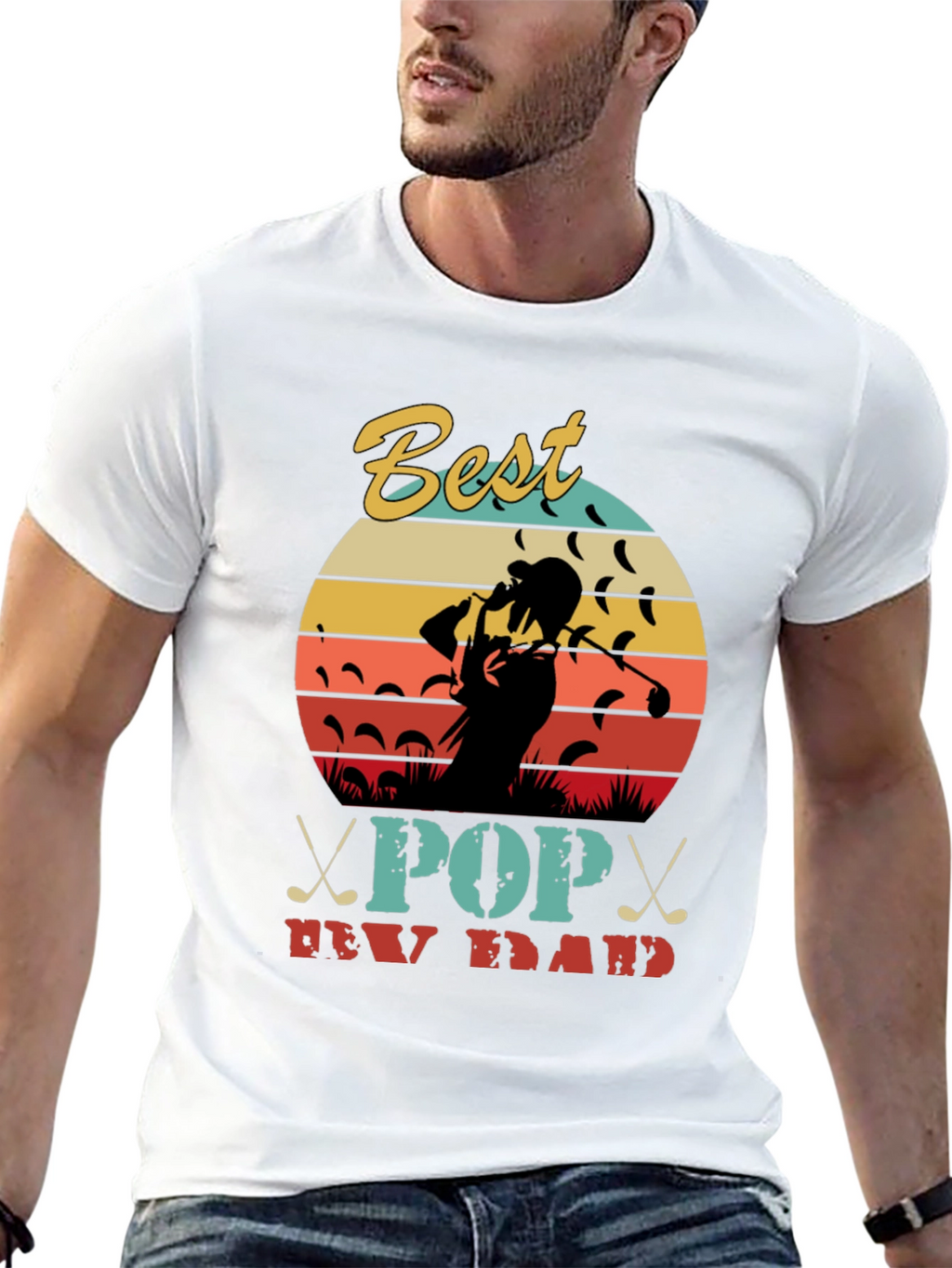 Best Pop New Dad Golf T-Shirt Retro Design