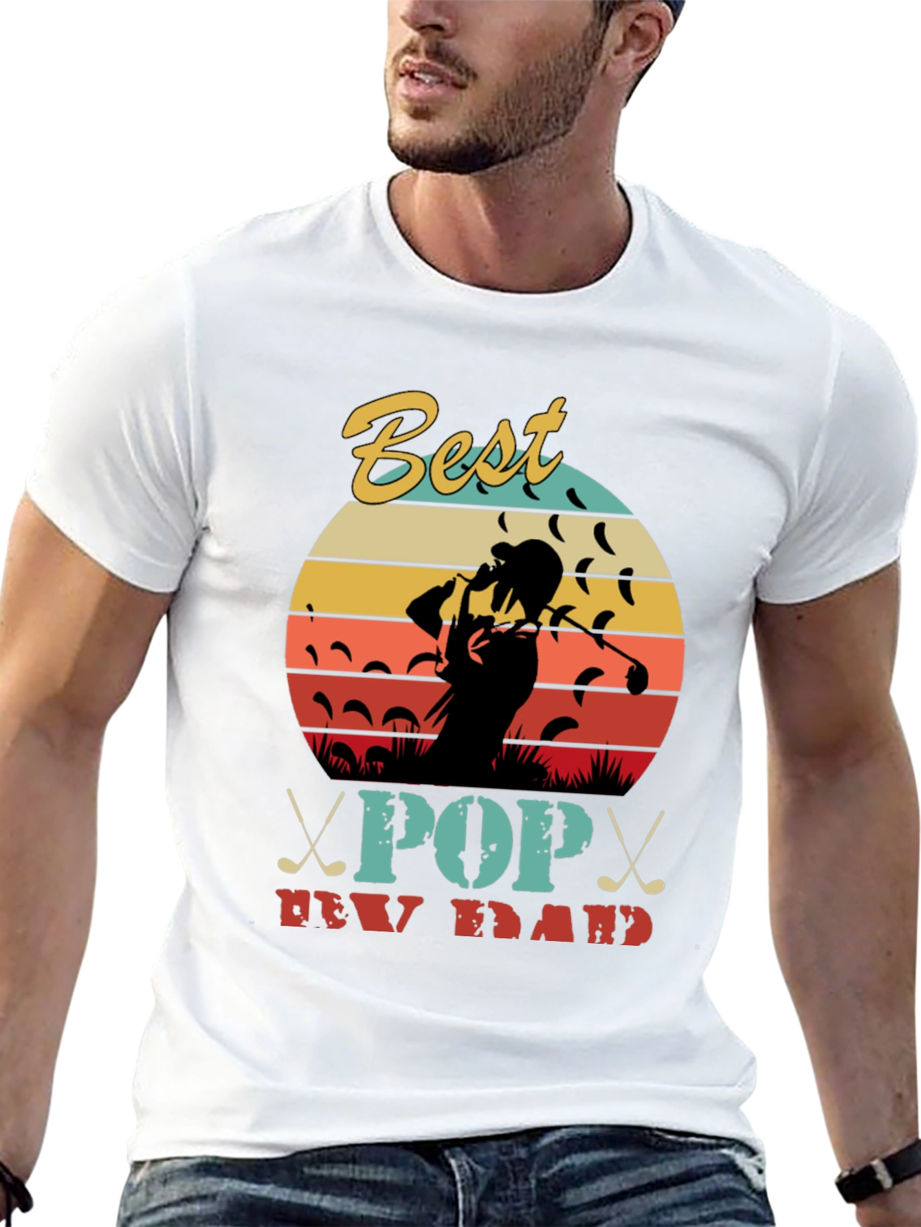 Best Pop New Dad Golf T-Shirt Retro Design