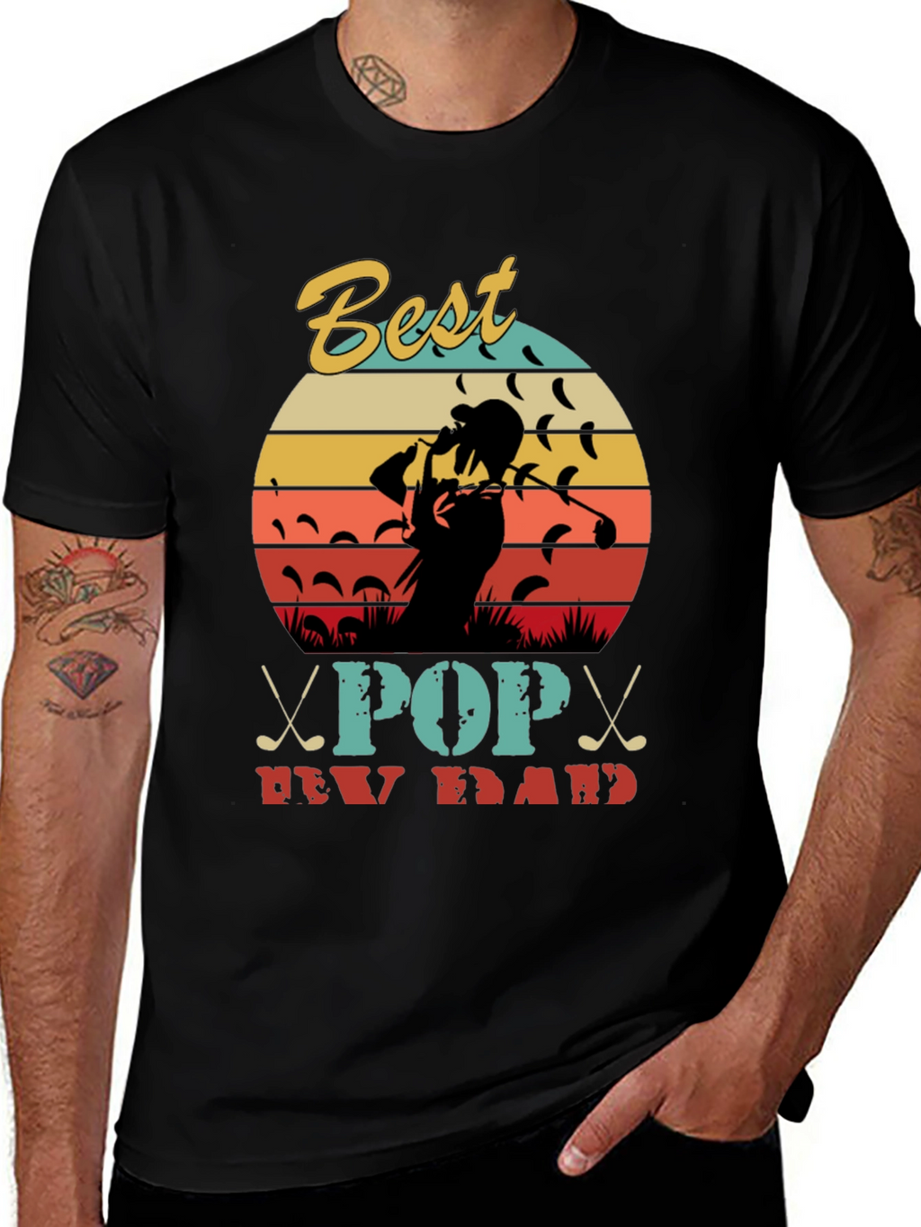 Best Pop New Dad Golf T-Shirt Retro Design