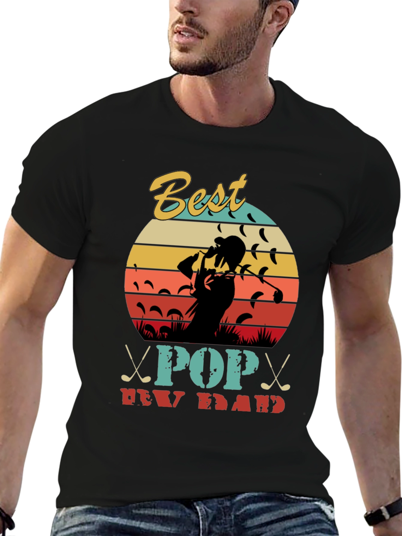 Best Pop New Dad Golf T-Shirt Retro Design