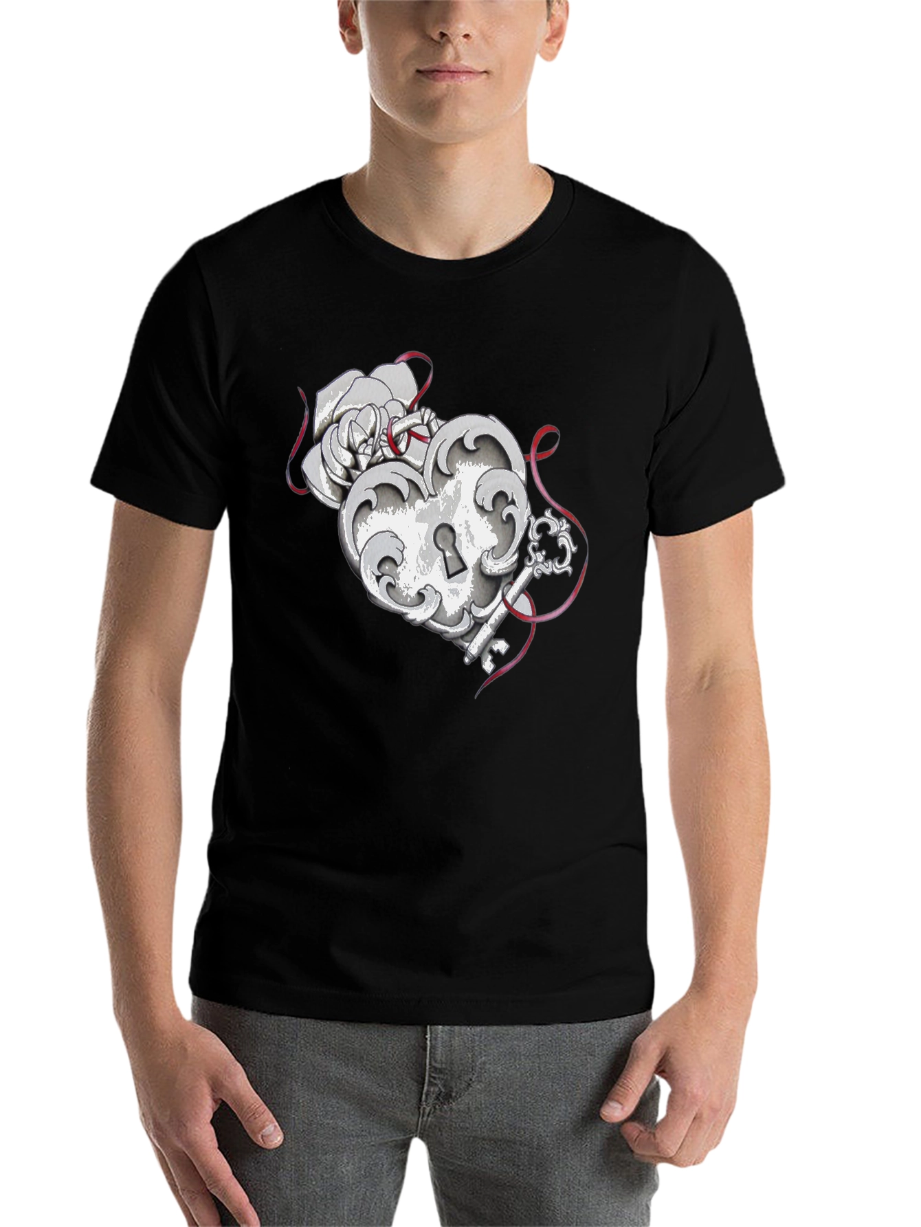 Heart Lock and Key Graphic Tee