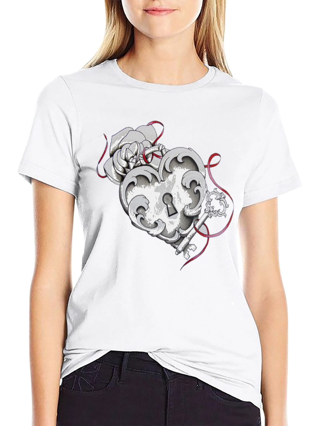 Heart Lock and Key Graphic Tee