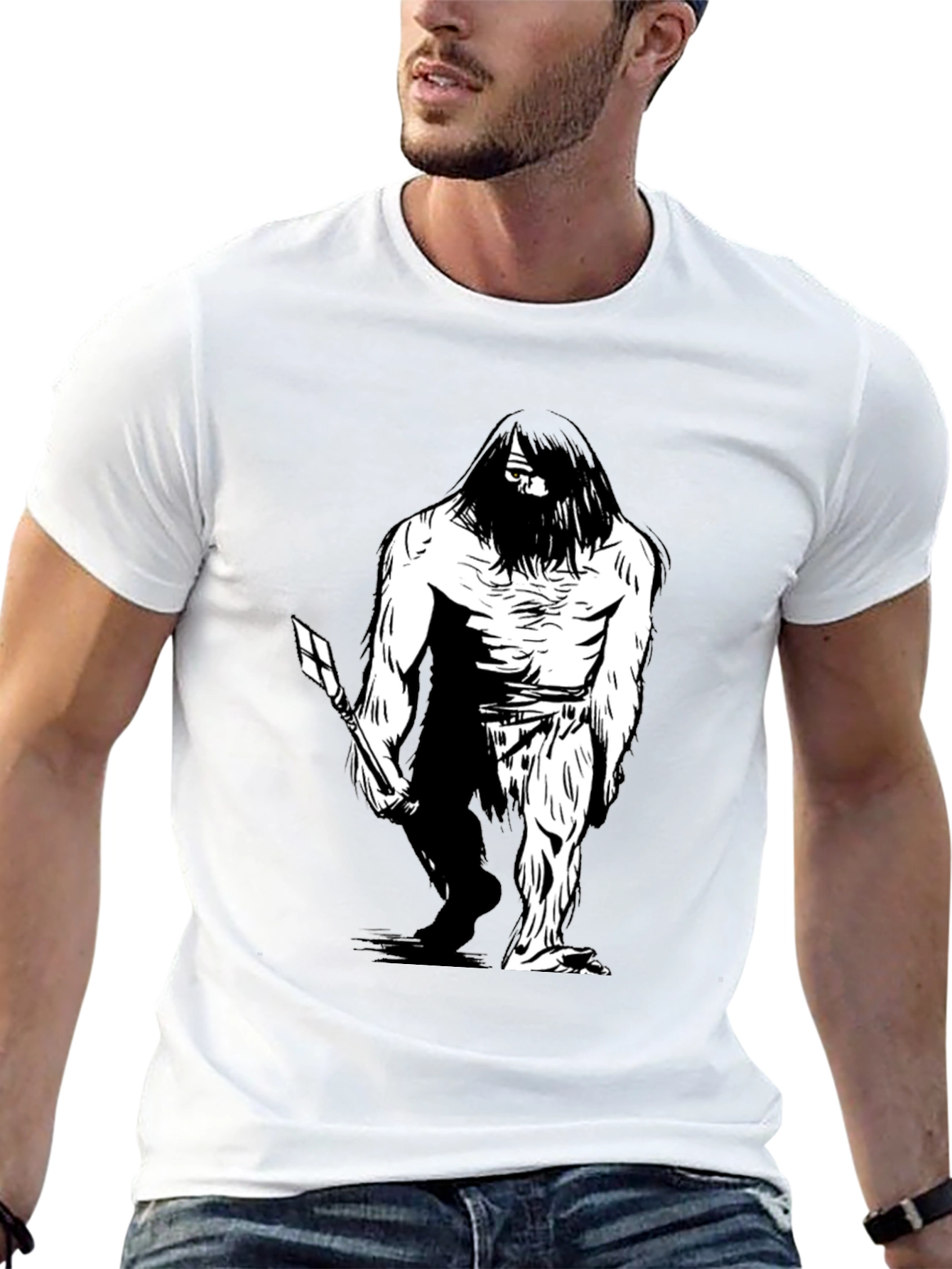 Sasquatch Graphic Tee - Black Cotton Blend T-Shirt