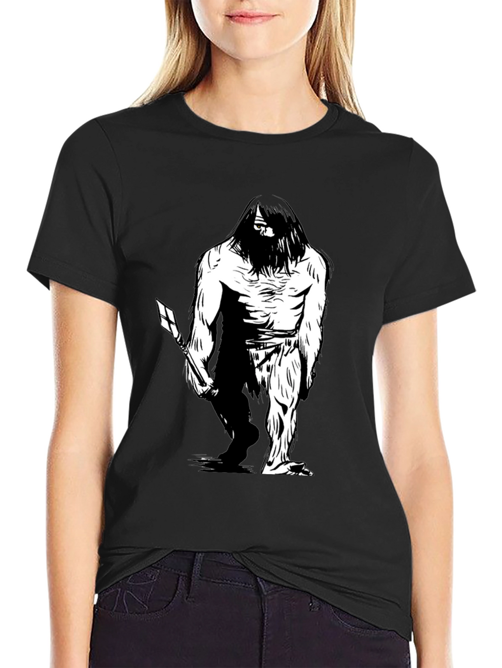 Sasquatch Graphic Tee - Black Cotton Blend T-Shirt