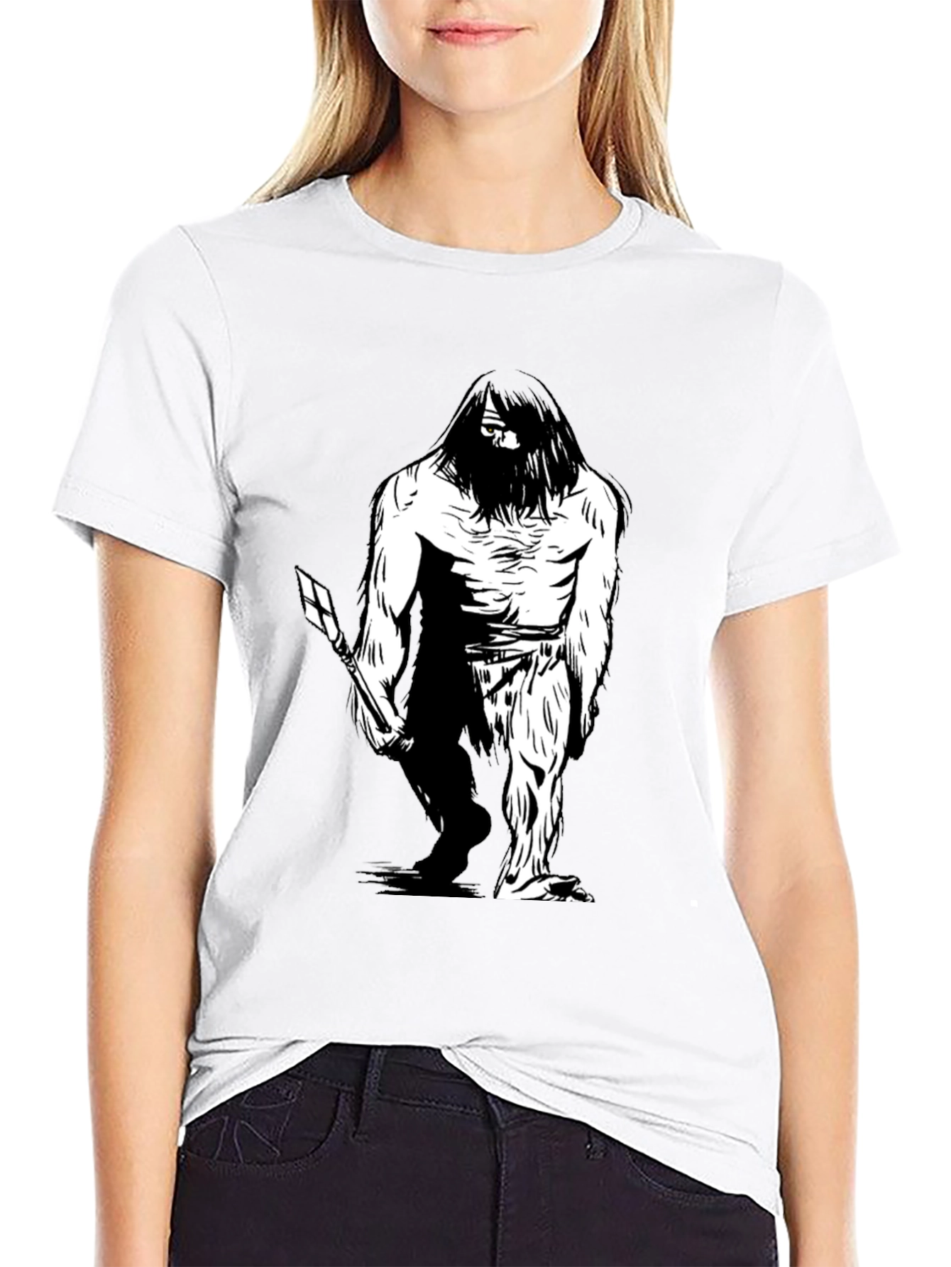 Sasquatch Graphic Tee - Black Cotton Blend T-Shirt