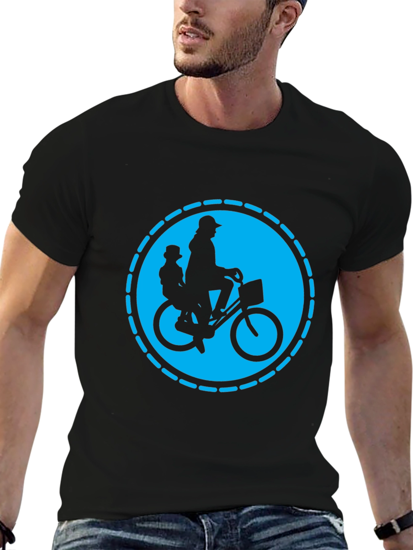Dad and Kid Bike Ride T-Shirt - Black