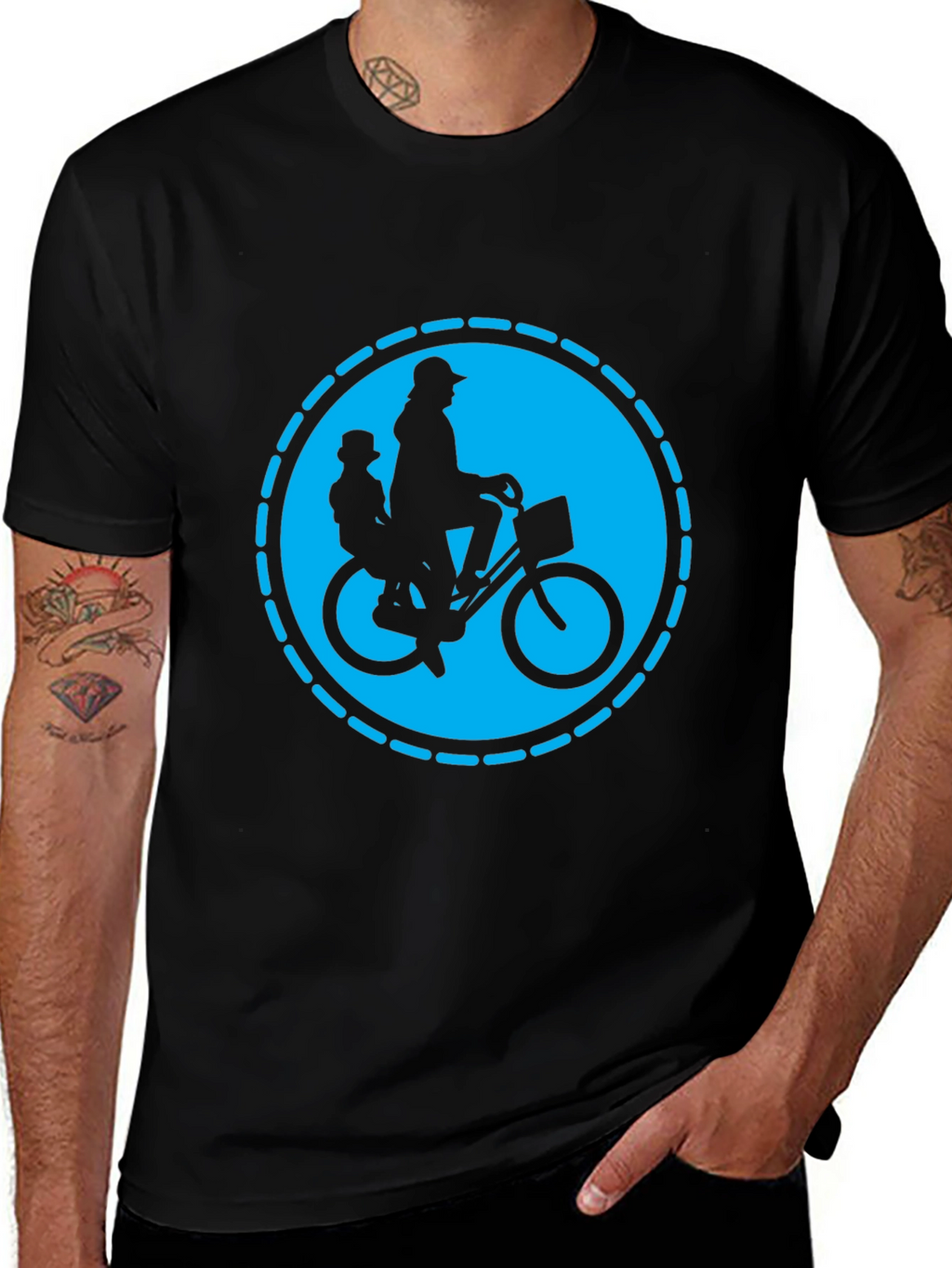 Dad and Kid Bike Ride T-Shirt - Black