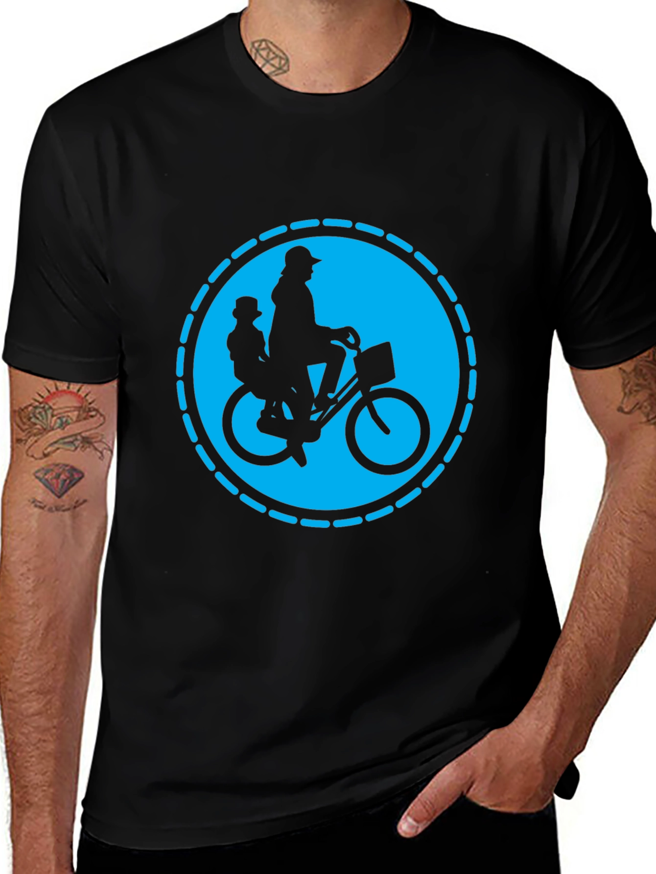 Dad and Kid Bike Ride T-Shirt - Black