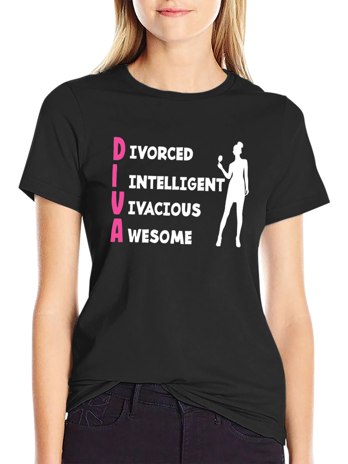Funny DIVA Graphic T-Shirt - Divorced Intelligent Vivacious Awesome