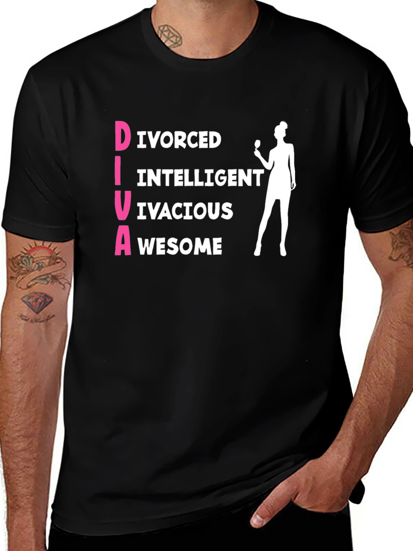 Funny DIVA Graphic T-Shirt - Divorced Intelligent Vivacious Awesome