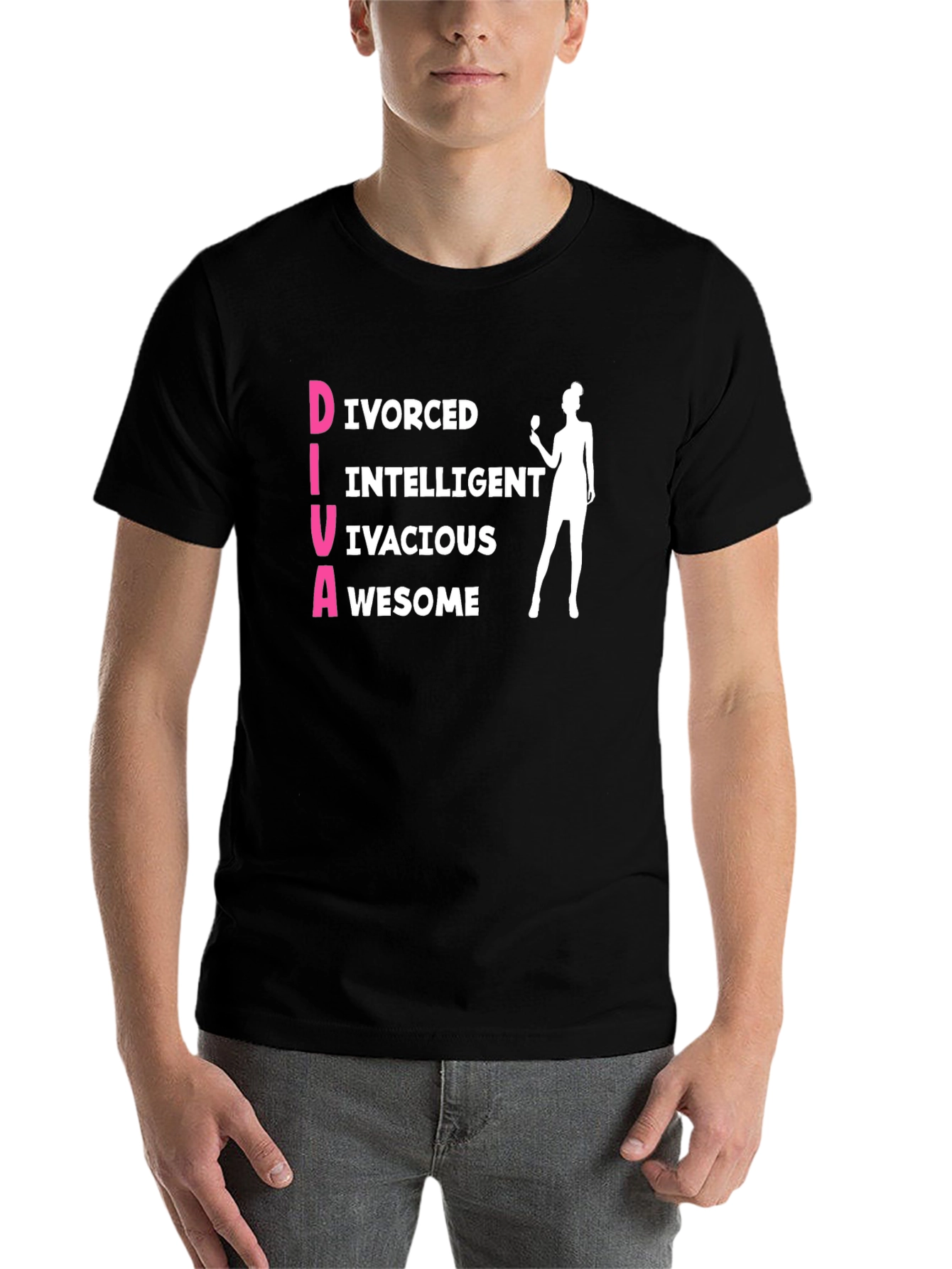 Funny DIVA Graphic T-Shirt - Divorced Intelligent Vivacious Awesome
