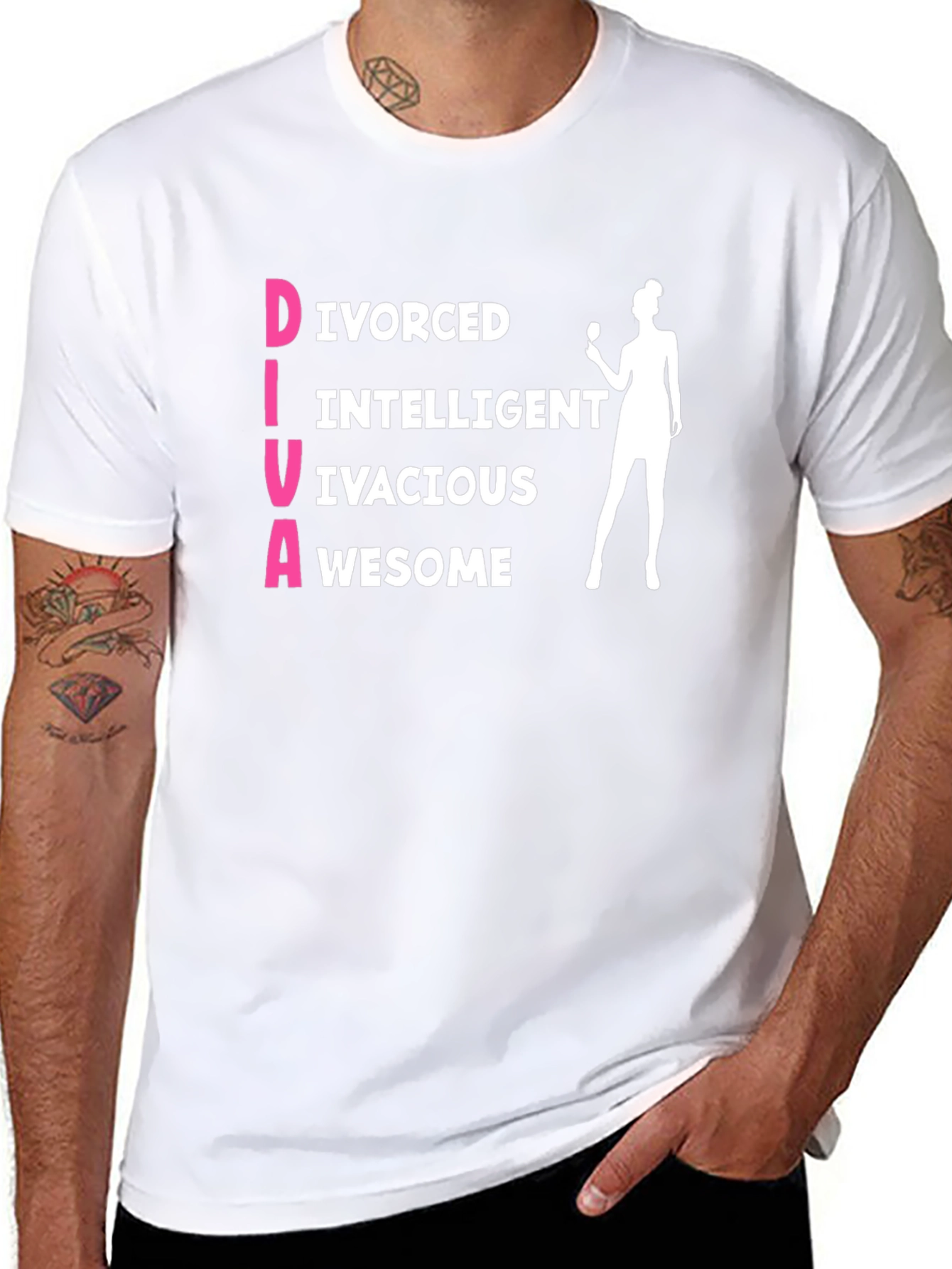 Funny DIVA Graphic T-Shirt - Divorced Intelligent Vivacious Awesome