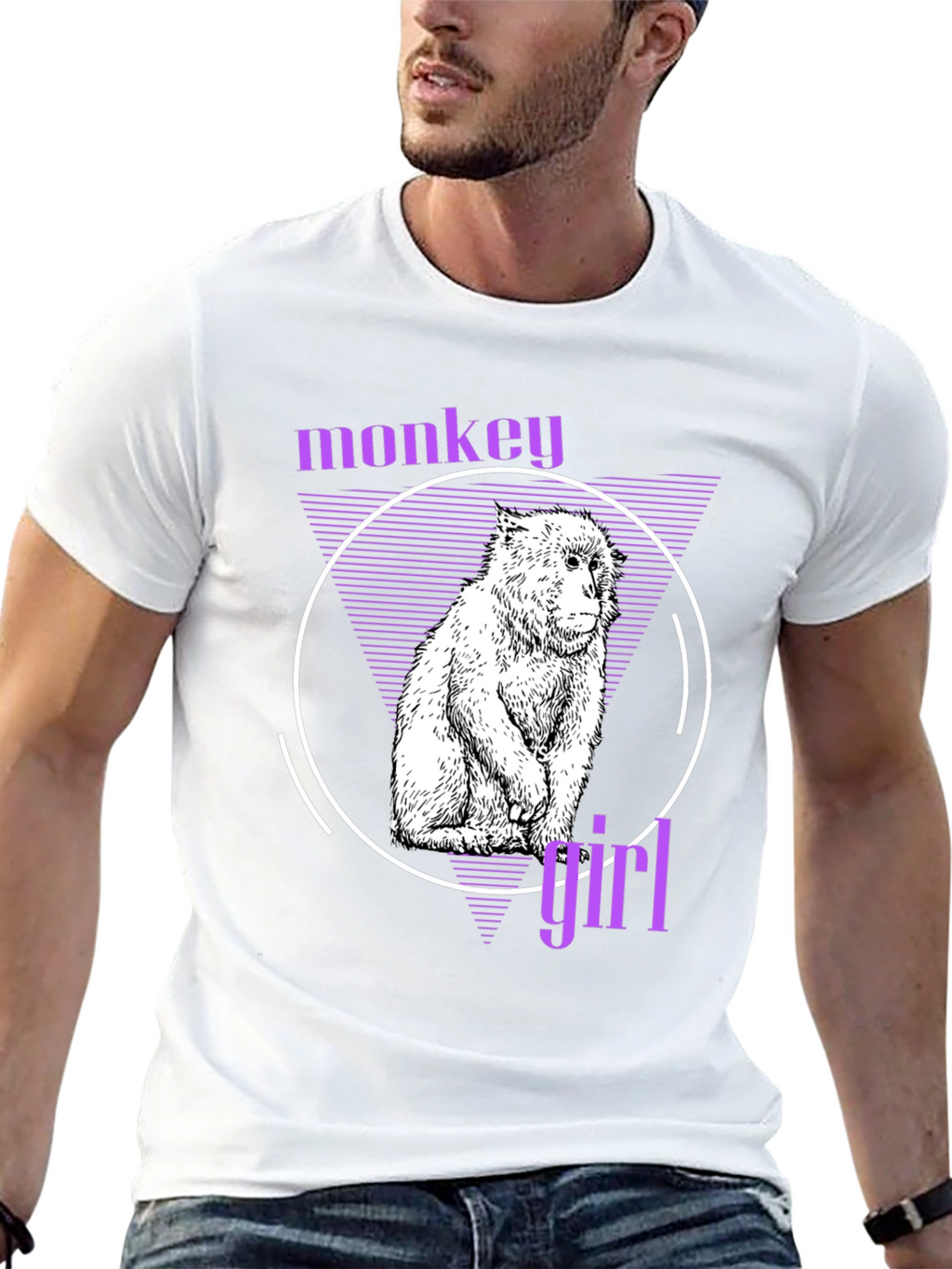 Monkey Girl Graphic Tee - Trendy Black T-Shirt