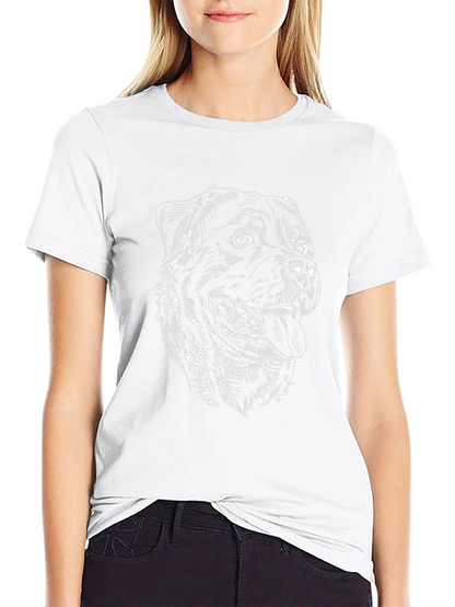 Rottweiler Sketch Graphic Tee - Black Cotton Shirt