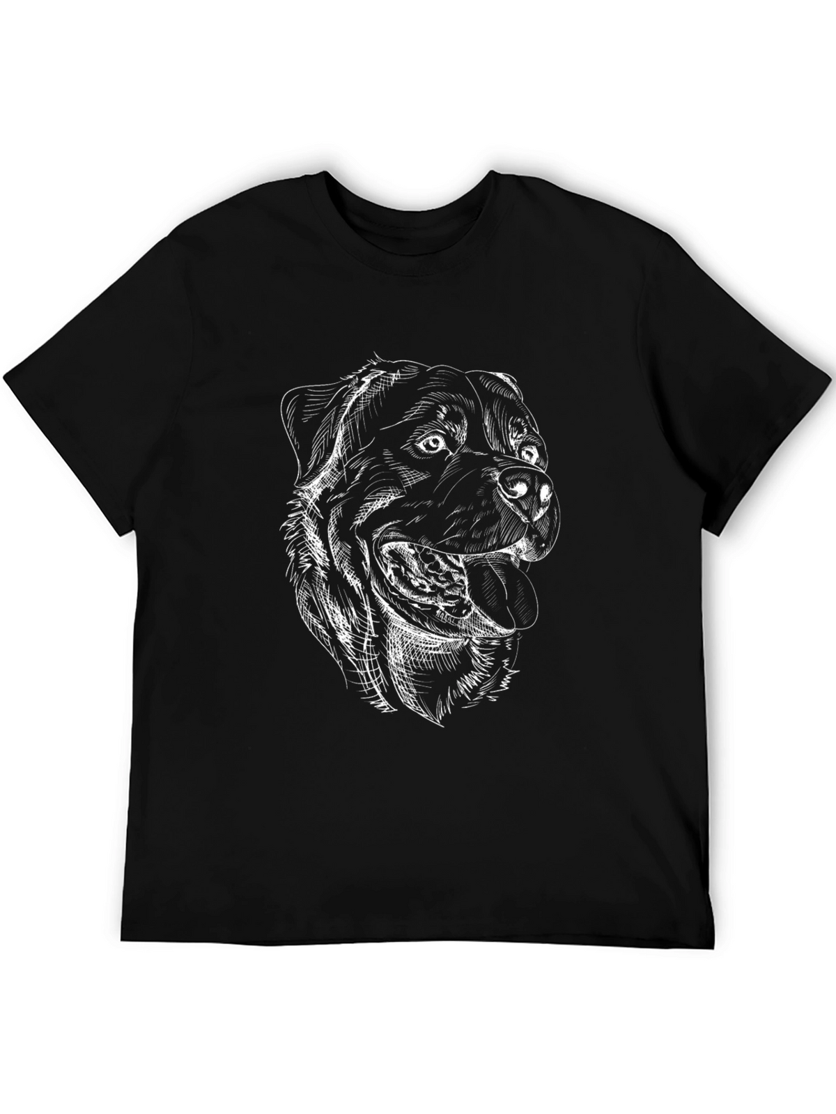 Rottweiler Sketch Graphic Tee - Black Cotton Shirt
