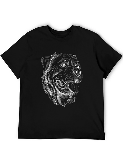 Rottweiler Sketch Graphic Tee - Black Cotton Shirt