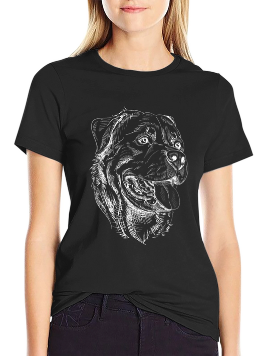 Rottweiler Sketch Graphic Tee - Black Cotton Shirt