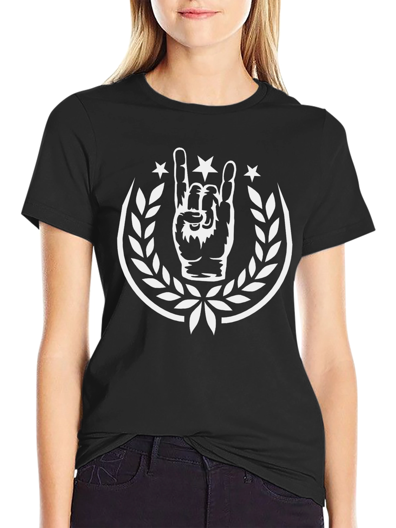 Rock On Tee - Black T-Shirt with Graphic Print