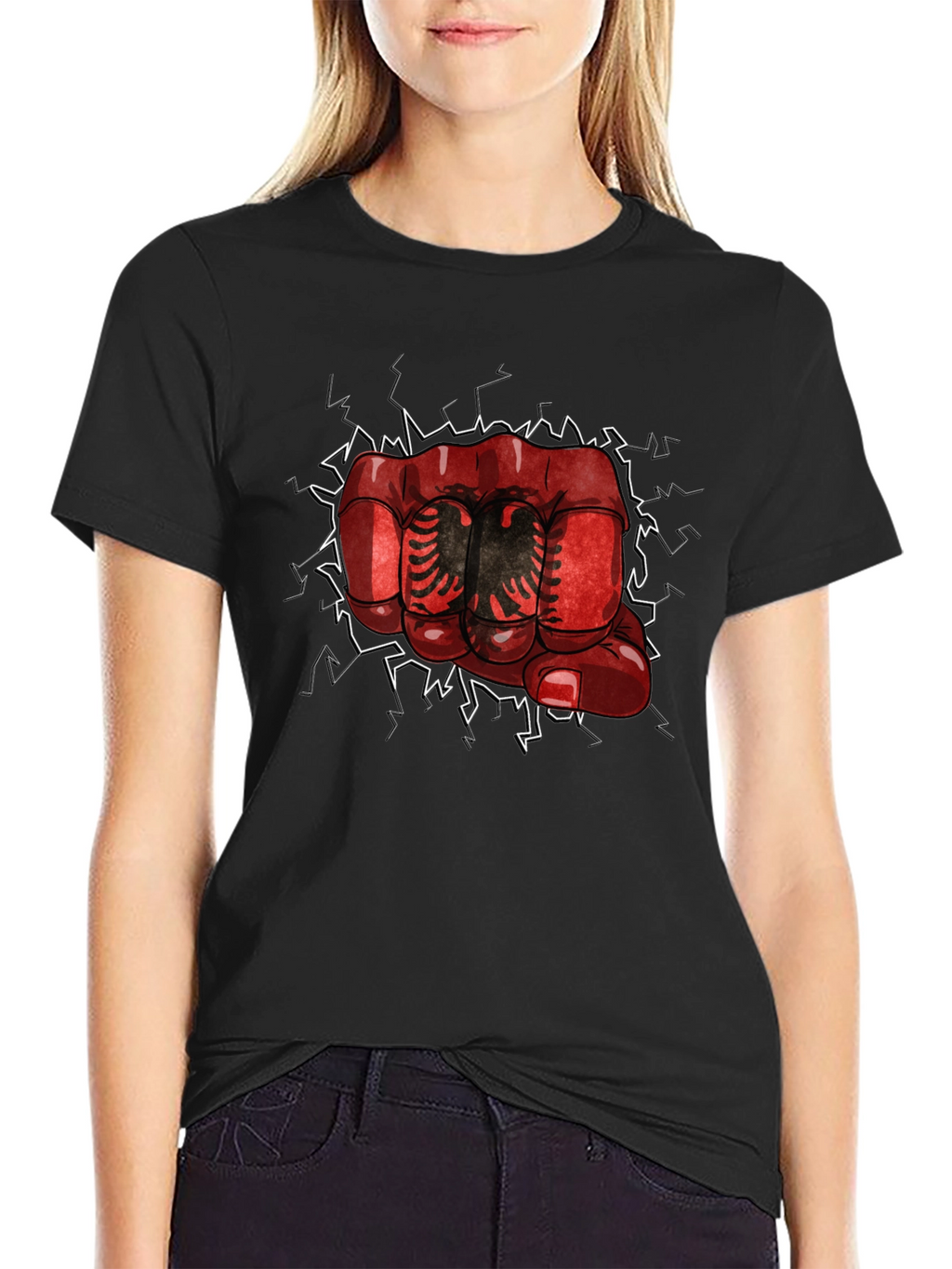 Albania Fist Graphic T-Shirt - Black