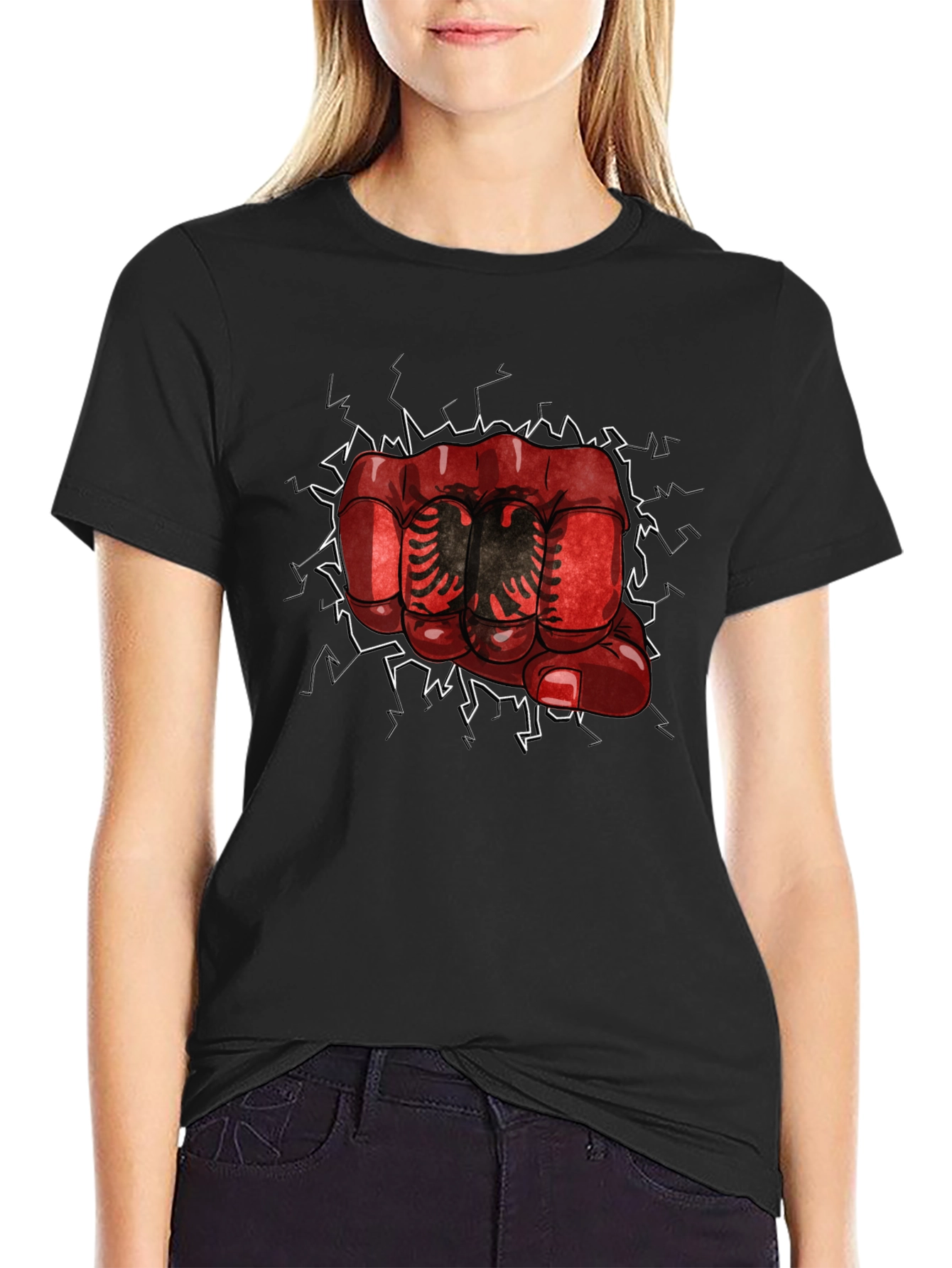 Albania Fist Graphic T-Shirt - Black