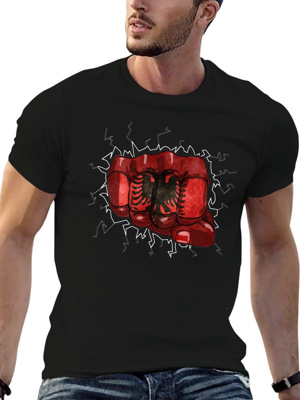 Albania Fist Graphic T-Shirt - Black