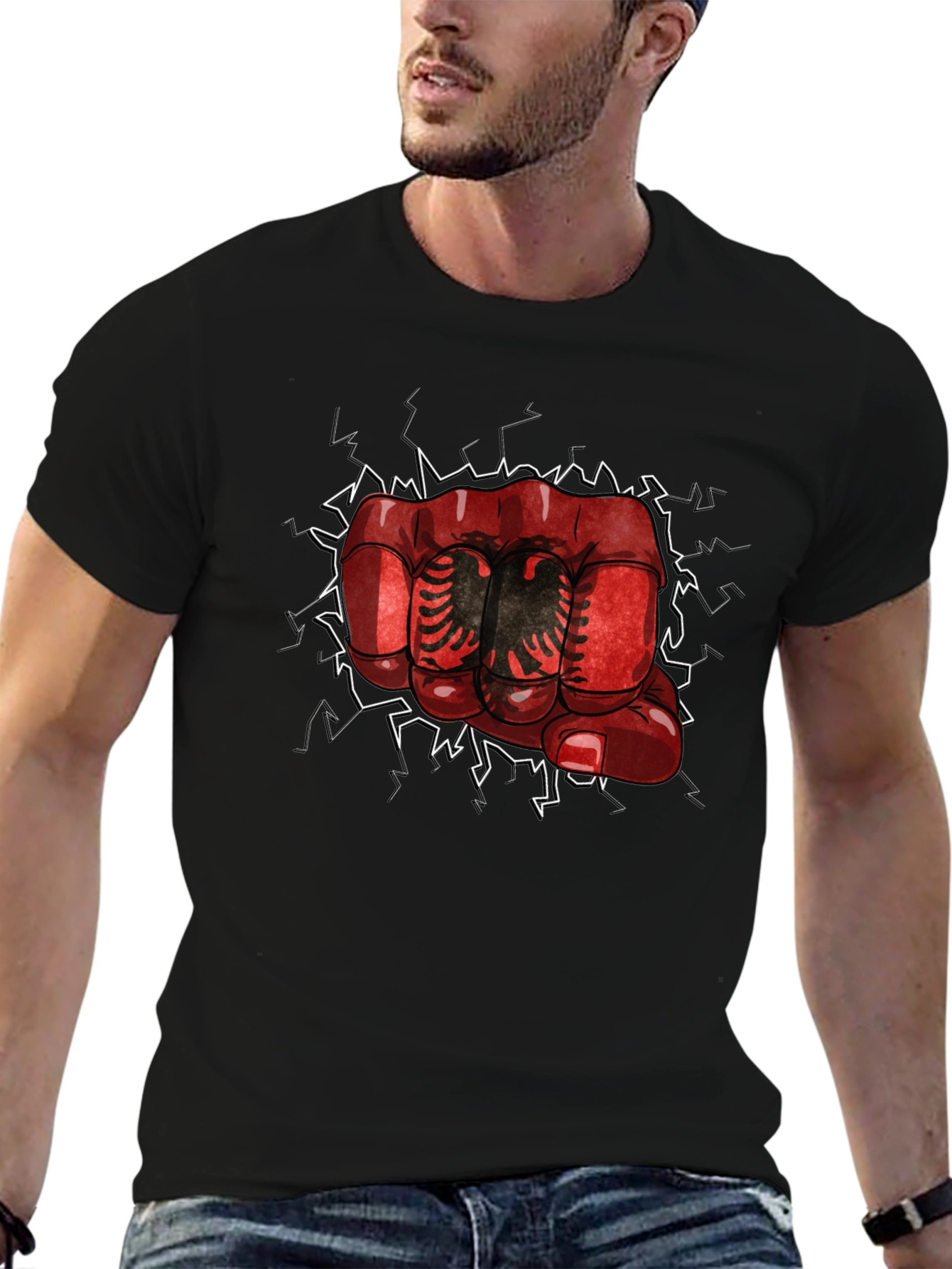Albania Fist Graphic T-Shirt - Black