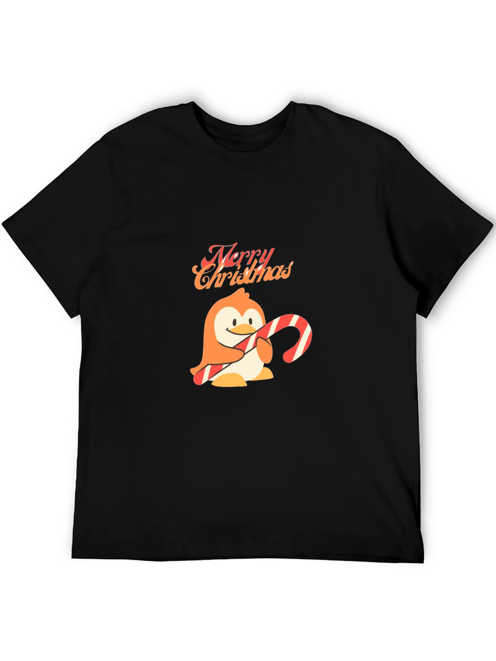 Festive Penguin Merry Christmas Black T-Shirt