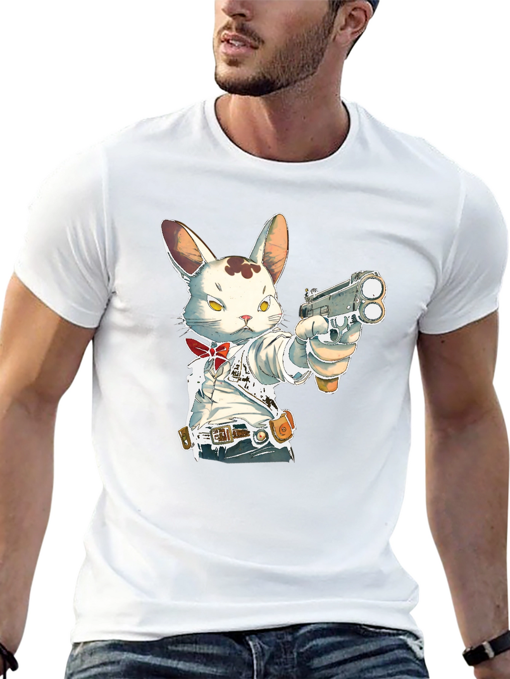 Gun-Toting Bunny T-Shirt - Cool Graphic Tee