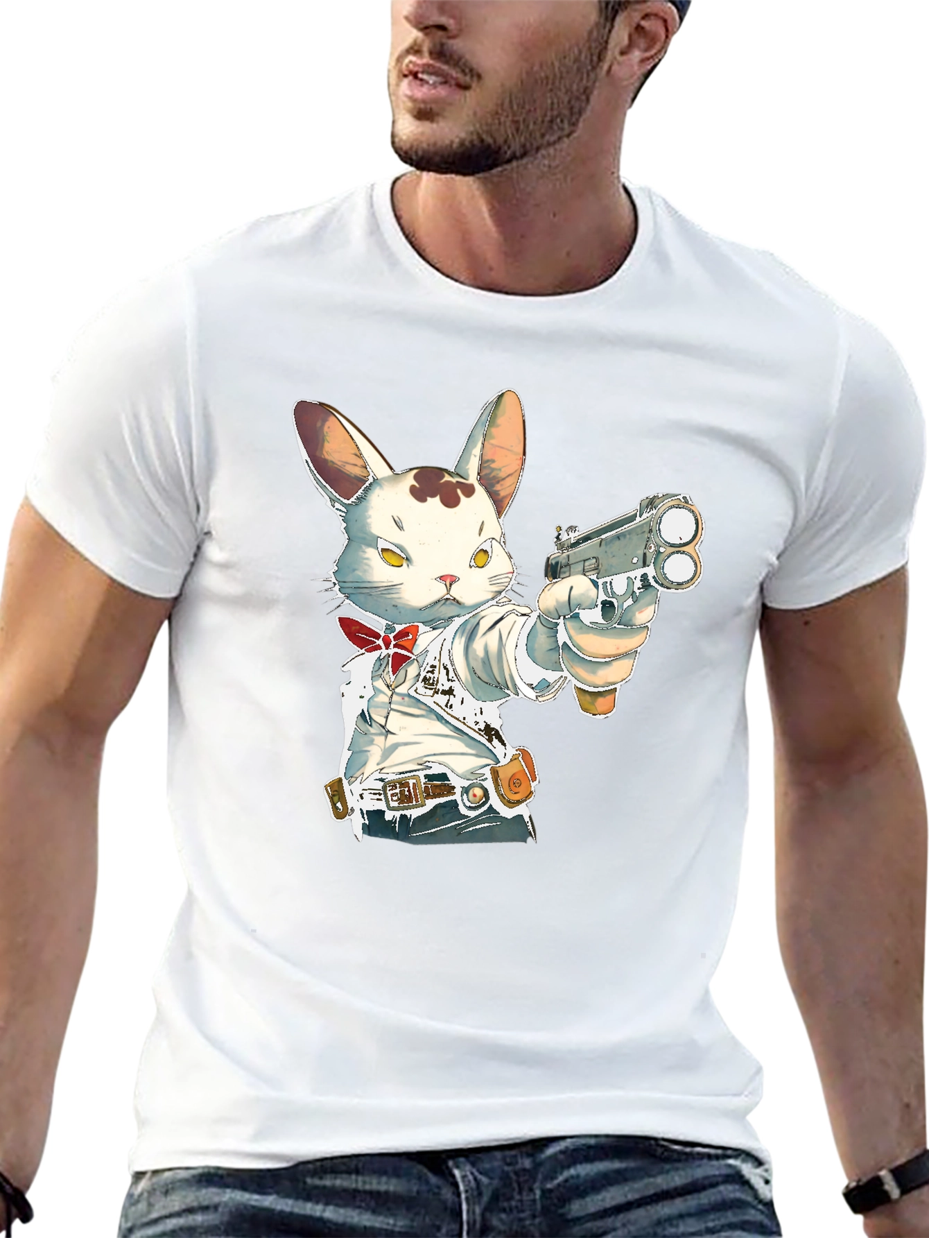 Gun-Toting Bunny T-Shirt - Cool Graphic Tee