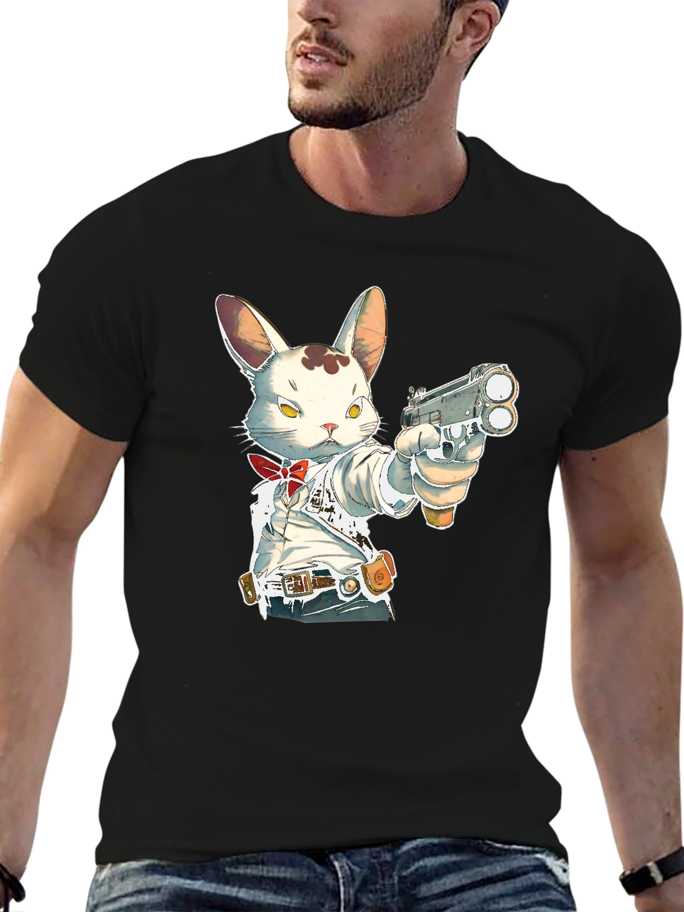 Gun-Toting Bunny T-Shirt - Cool Graphic Tee