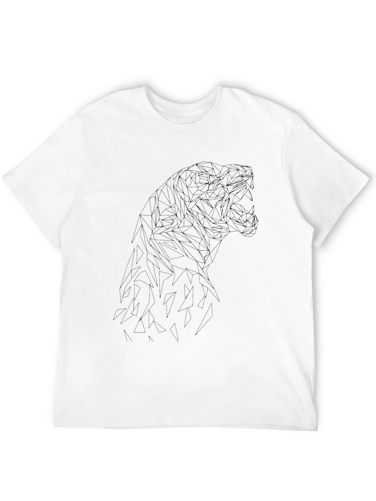 Geometric Tiger Graphic Black T-Shirt