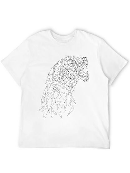 Geometric Tiger Graphic Black T-Shirt