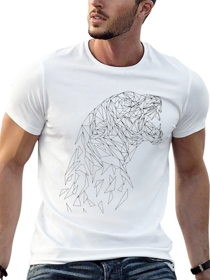 Geometric Tiger Graphic Black T-Shirt
