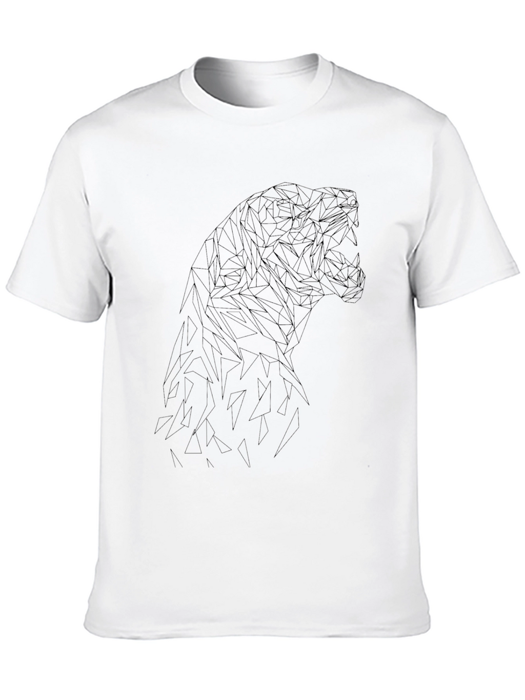 Geometric Tiger Graphic Black T-Shirt
